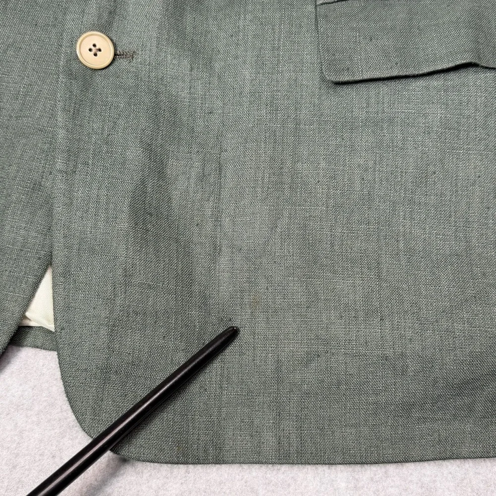 Vintage Givenchy Monsieur Sport Coat Nubby Summer Linen Men's 48 L Solid Green